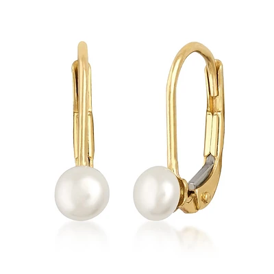 Boucles d'oreilles Femme perle d'eau douce en or 10k. Color: jaune | Doucet Latendresse