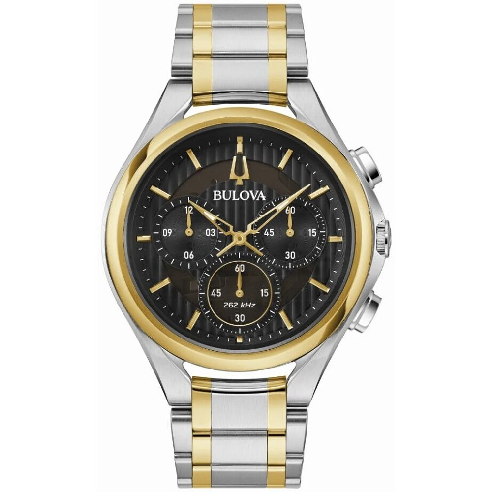 Montre Chronographe Bulova CURV 44mm en Acier Inoxydable Bicolore – Cadran Noir | Doucet Latendresse