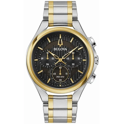 Bulova CURV 44mm Two-Tone Stainless Steel Chronograph Watch – Black Dial | Doucet Latendresse
