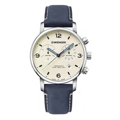 Montre pour hommes avec bracelet en cuir bleu et cadran bleu | Doucet Latendresse