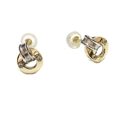 Deux tons de boucles d'oreilles en or 10K. Color: 2 tons | Doucet Latendresse