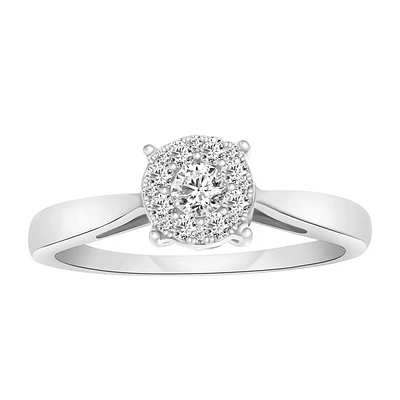 10K gold cocktail ring with diamonds. Color: white | Doucet Latendresse