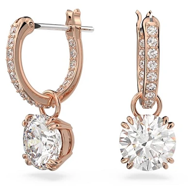 Stilla drop earringsRound cut, White, Rose gold-tone plated. Color: pink | Doucet Latendresse