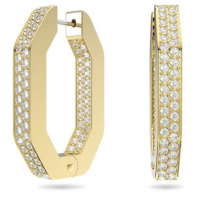 Dextera hoop earringsOctagon shape, Medium, White, Gold-tone plated. Color: yellow | Doucet Latendresse