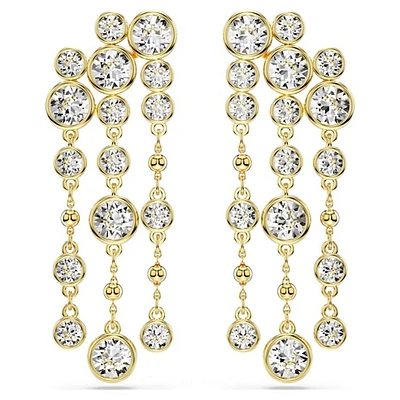 Imber drop earringsRound cut, Chandelier, White, Gold-tone plated. Color: yellow | Doucet Latendresse