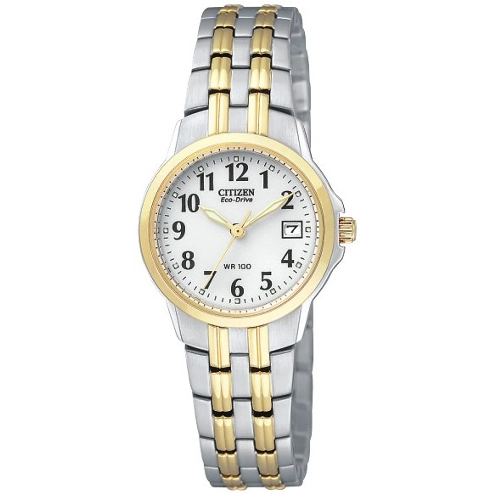 Montre Citizen Eco-Drive pour Femme - Acier inoxydable 2-tons avec cadran blanc | Doucet Latendresse