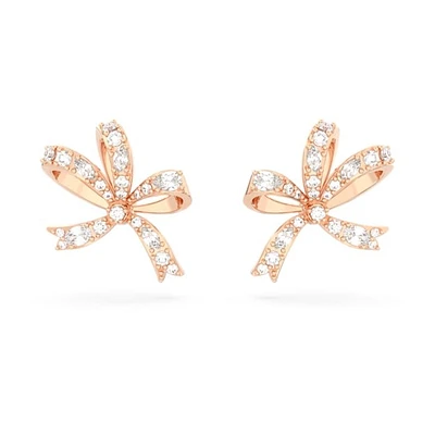 Hyperbola stud earringsBow, Small, White, Rose gold-tone plated | Doucet Latendresse