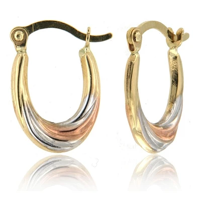 Women's 10k Tricolor Stud Earrings. Color: 3 tone | Doucet Latendresse