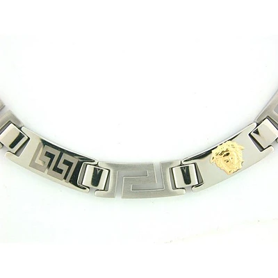 WHITE STAINLESS STEEL NECKLACE - MEDUSA-YELLOW. Color: 2 tone | Doucet Latendresse