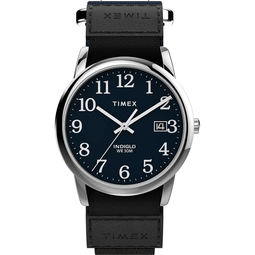 Montre Timex Easy Reader 35 mm en Acier Inoxydable avec Bracelet Tissu Fast Wrap – Cadran Bleu | Doucet Latendresse