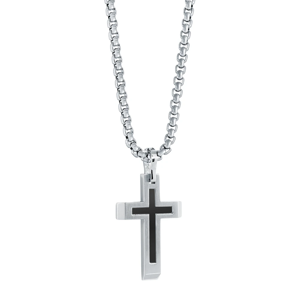 S.STEEL BLACK-IP MATTE-CENTRE CROSS 22