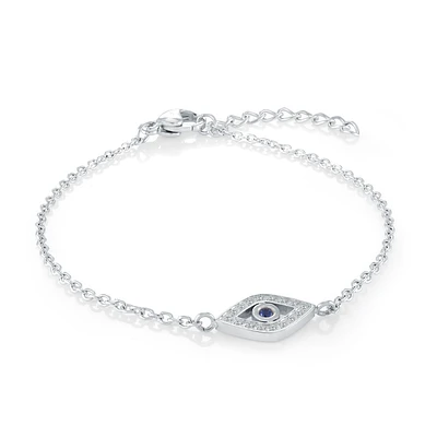 Bracelet Oeil Protecteur en Acier Inoxydable avec Zircon Cubique – 6,25 