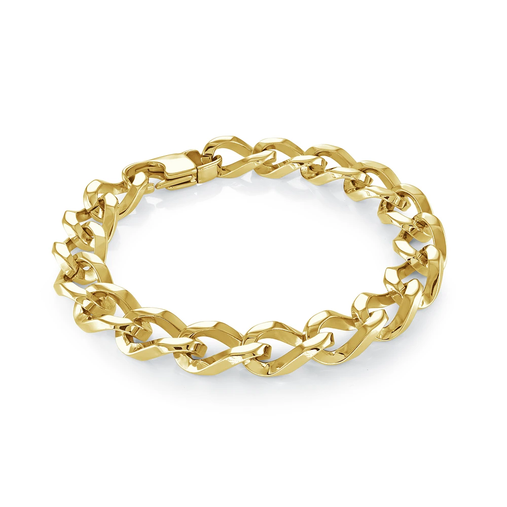 MEN GOLD-IP-S.STEEL 10MM-CURB-LINK H-CLASP 8
