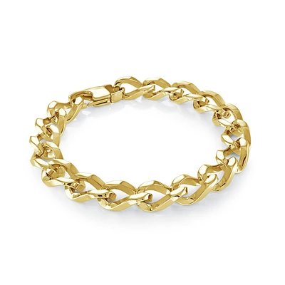 MEN GOLD-IP-S.STEEL 10MM-CURB-LINK H-CLASP 8