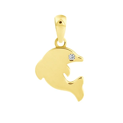 Pendentif dauphin  en or 10k & CZ. Color: jaune | Doucet Latendresse