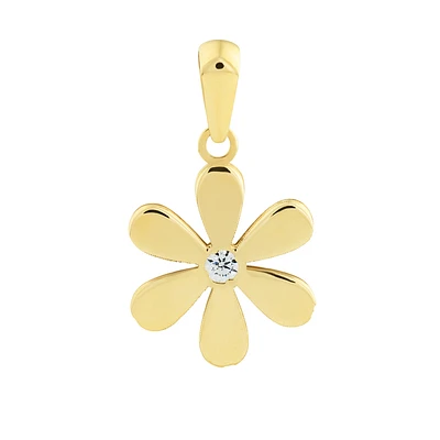 10k Gold & CZ Flower Pendan. Color: yellow | Doucet Latendresse