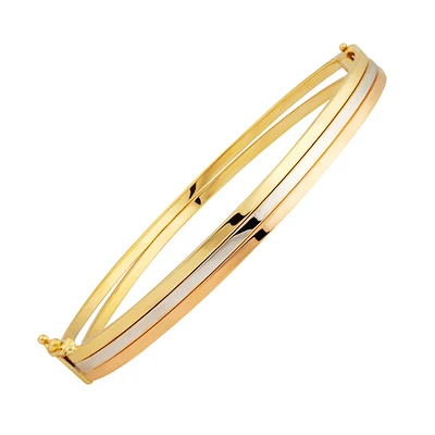 Bracelet Tricolor Bangle for Women in 10k Gold. Color: 3 tone | Doucet Latendresse