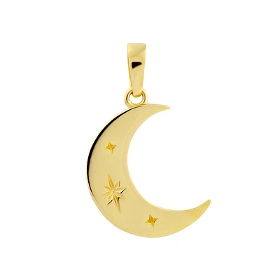 10k Gold Moon Shaped Pendant for Women. Color: yellow | Doucet Latendresse