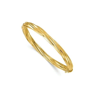Women's bangle bracelet, 10k gold twist. Color: yellow | Doucet Latendresse