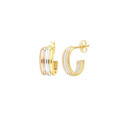 Boucles d'oreilles stud, tricolore en or 10k. Color: 3 tons | Doucet Latendresse