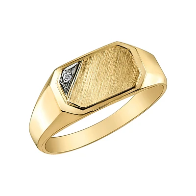 10k Two-Tone Gold Men's Signet Ring 0.007ct. Color: yellow | Doucet Latendresse