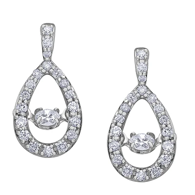 Boucles d'oreilles pendantes, fixes pour femme en or blanc-10k & diamants. Color: blanc | Doucet Latendresse