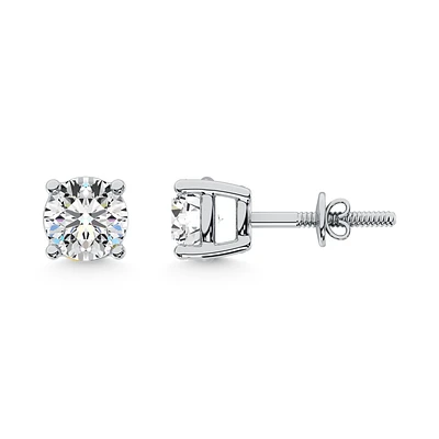 Lab Grown Diamond Stud Earrings for Women, 14k Whitet Gold. Color: white | Doucet Latendresse