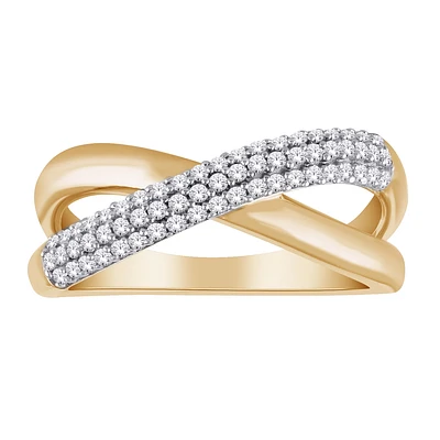 10k gold & diamond ring for women. Color: yellow | Doucet Latendresse