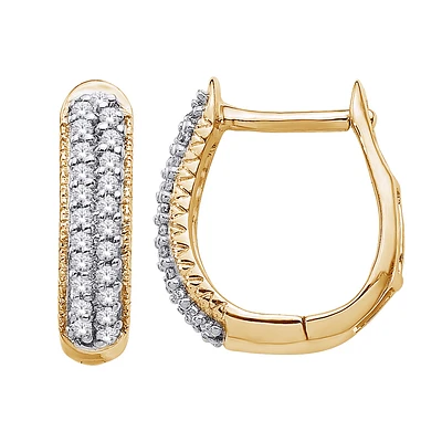 Boucles d'oreilles Huggies pour femme en or 10k & Diamant. Color: jaune | Doucet Latendresse
