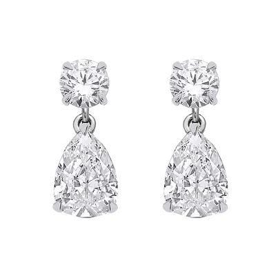 Boucles d'Oreillles poires, Diamant cultivée en laboratoire pour Femme, en or blanc 10k. Color: blanc | Doucet Latendresse