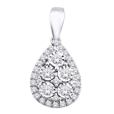 Women's Illusion Pendant Necklace, in 10k White Gold & Diamonds. Color: white | Doucet Latendresse