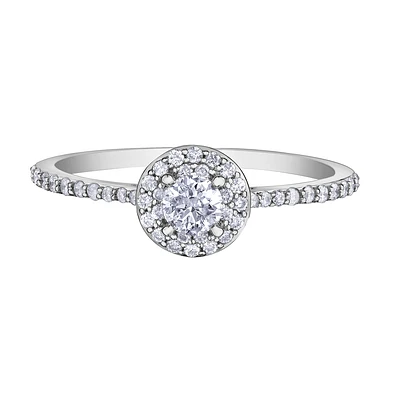 A Eclat du Nord Women's Diamond Engagement Ring in 10k White Gold. Color: white | Doucet Latendresse