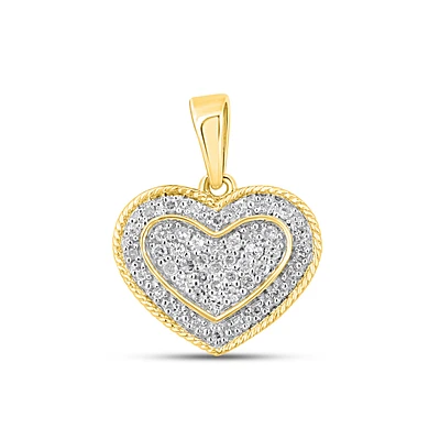 Women's Heart Pendant in 10k Gold & Diamonds - 15points. Color: yellow | Doucet Latendresse