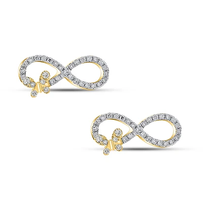 Earrings -Stud Infini for women in 10k gold & diamonds- 27points. Color: yellow | Doucet Latendresse