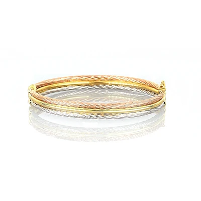 Bracelet bangle  pour Femme  tricolore  en or  10k. Color: jaune | Doucet Latendresse