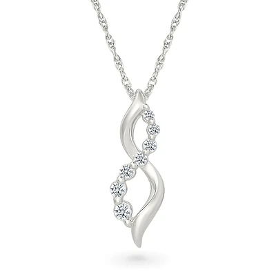 Collier pendentif infini pour femme en Argent.925 & Diamants total 0.100carat. Color: blanc | Doucet Latendresse