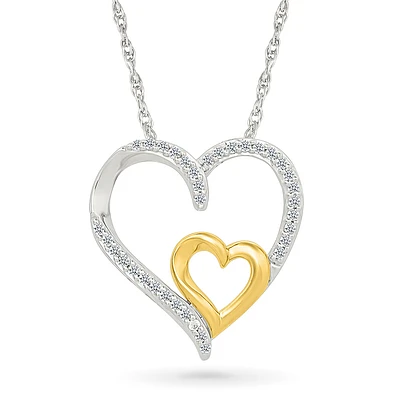 Heart pendant necklace for women-in sterling silver & diamonds total 0.160carat. Color: white | Doucet Latendresse
