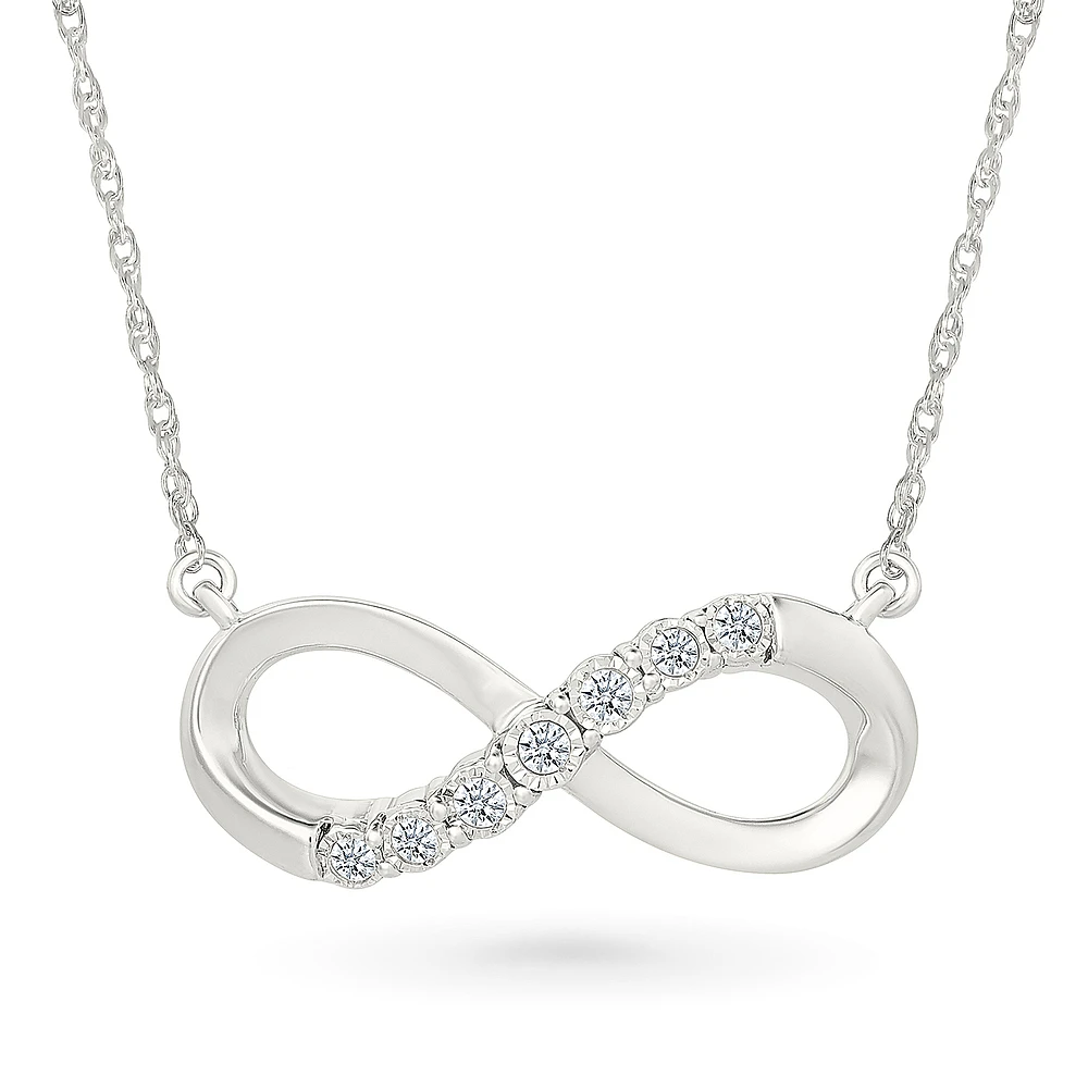 Collier pendentif infini pour femme en Argent.925 & Diamants total 0.100carat. Color: jaune | Doucet Latendresse