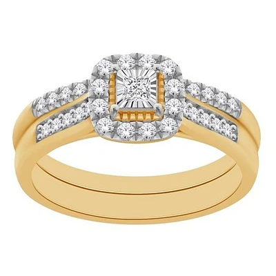 10k Gold & Diamond Women's Wedding Band Sets. Color: yellow | Doucet Latendresse