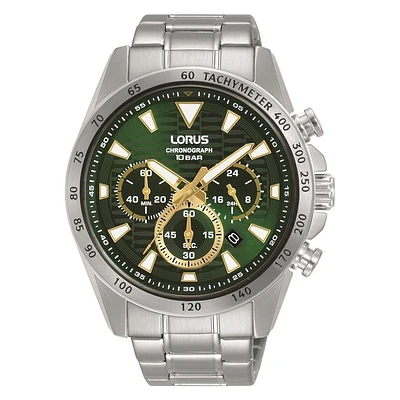 Lorus men's watch, steel, black green dial | Doucet Latendresse