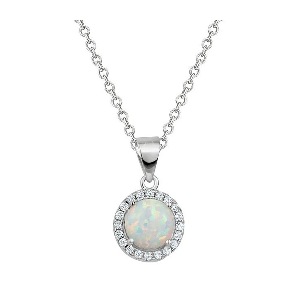 Collier en Argent Sterling avec Opale et Halo de Zircons Cubiques. Color: argent | Doucet Latendresse