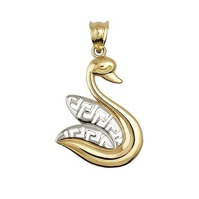 Pendentif Cygne en Or 10K avec Accents en Or Blanc | Doucet Latendresse
