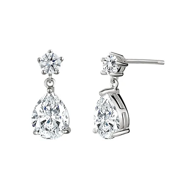 Boucles d'oreilles pendant en argent sterling avec zircon cubiques. Color: blanc | Doucet Latendresse