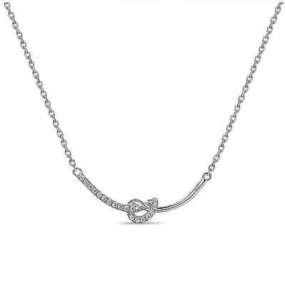 Collier pendentif en argent sterling avec zircon cubique - Charm en forme de cordon noué. Color: argent | Doucet Latendresse