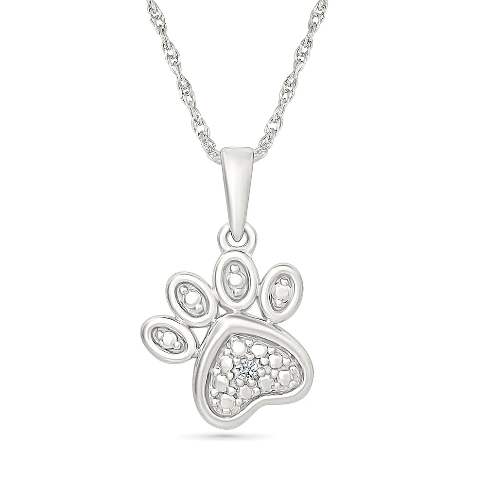 Collier-Pendentif patte pour femme-en Argent.925 & Diamants total 0.010carat. Color: blanc | Doucet Latendresse