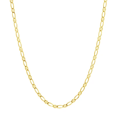 10K Gold Figaro Chain Necklace. Color: yellow | Doucet Latendresse