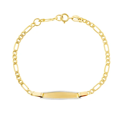 10K Gold Figaro ID Bracelet. Color: yellow | Doucet Latendresse