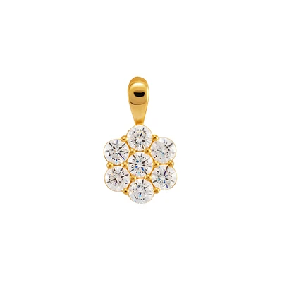 14K Gold Cubic Zirconia Pendant - Flower Charm. Color: yellow | Doucet Latendresse