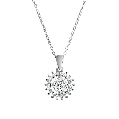 Collier pendentif en argent sterling avec zircon cubiques - Charme en forme de soleil. Color: argent | Doucet Latendresse