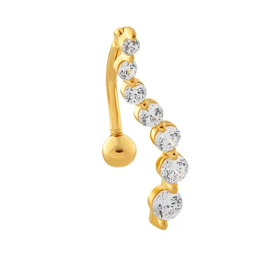 14K Gold Belly Ring with Cubic Zirconia. Color: yellow | Doucet Latendresse